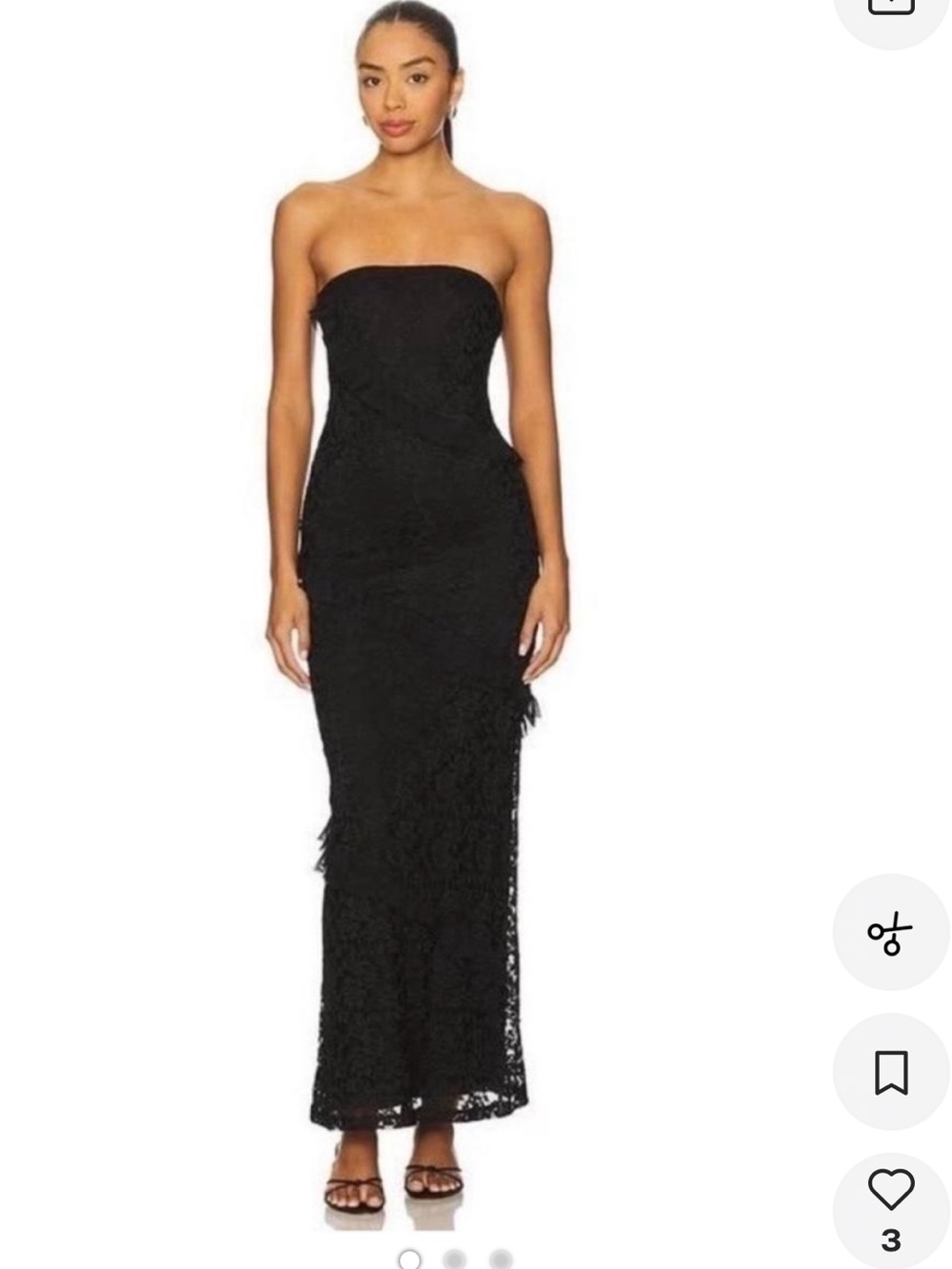 Strapless Black Lace Column Gown